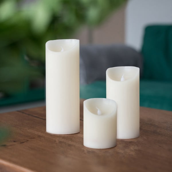 Komplet 3 sveč LED DecoKing Wax, višina 10; 15 in 20 cm-image-1