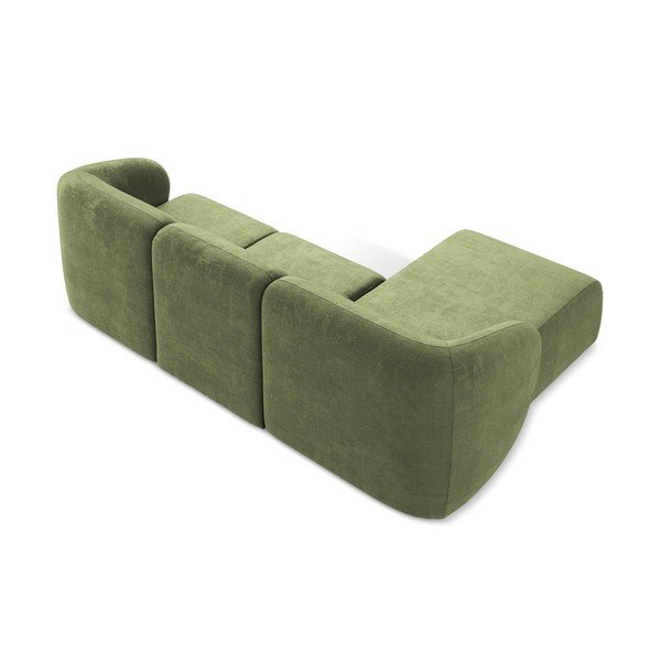 Zelena kotna sedežna garnitura iz šenilje (levi kot/z ležalnikom) Lani – Makamii-image-3