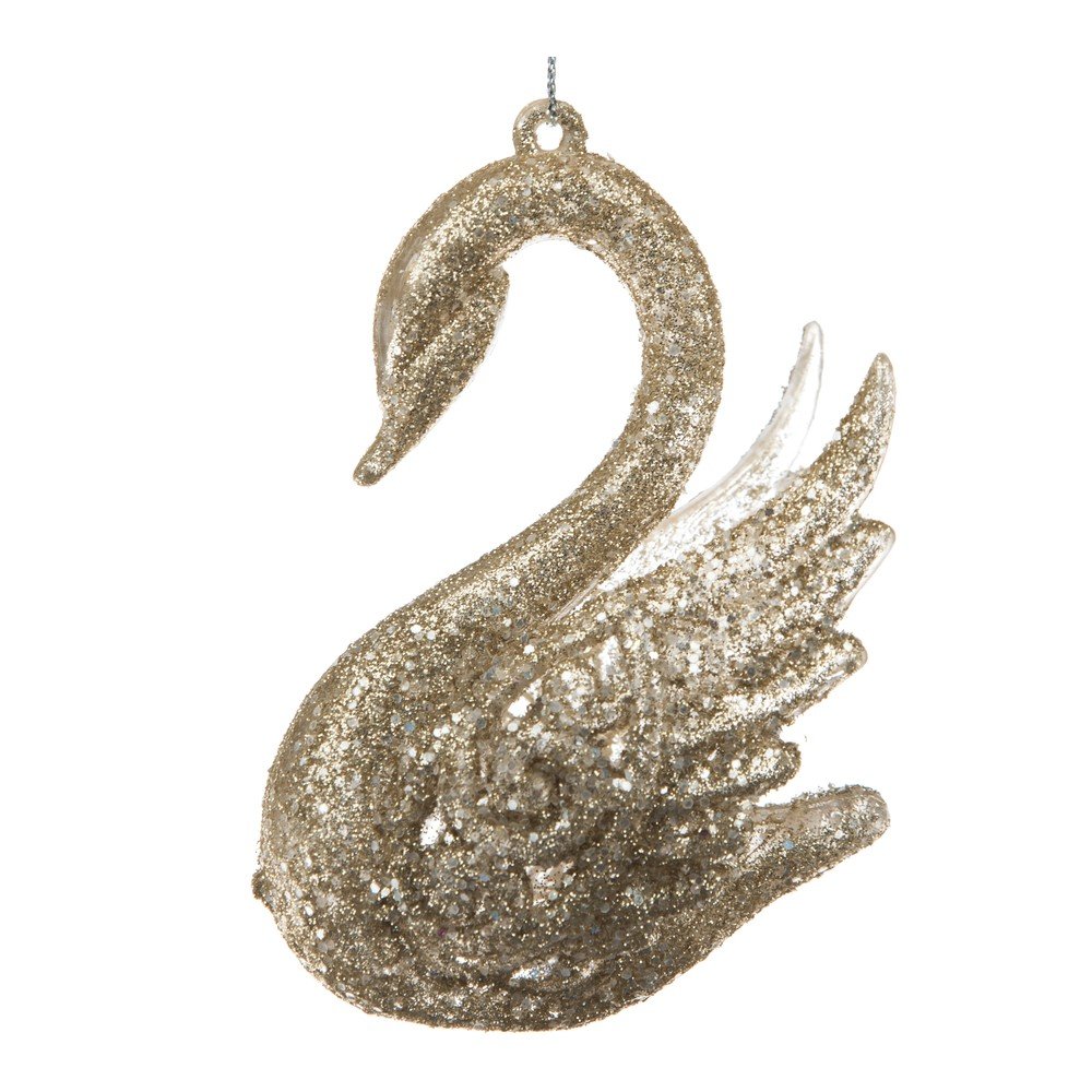 Plastičen okrasek za jelko 10 cm Swan