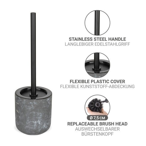 Siva keramična WC ščetka Sacile – Wenko-image-3