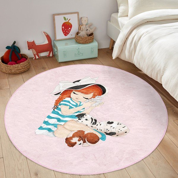 Rožnata otroška preproga ø 100 cm Comfort – Mila Home-image-3
