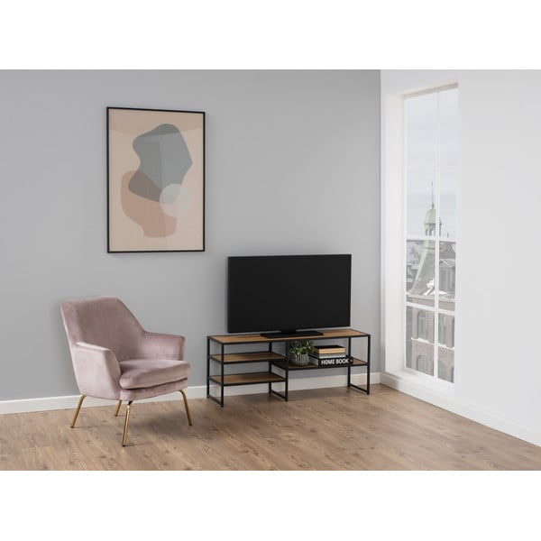 Črna TV omarica v hrastovem dekorju 120x46 cm Seaford – Actona-image-1