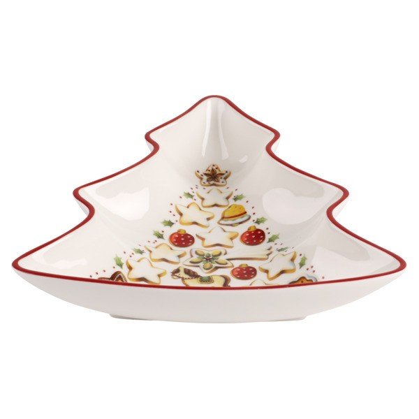 Rdeče-bela porcelanasta servirna skleda v obliki božičnega drevesa Villeroy&Boch Tree, 17,5 x 16,5 cm-image-1