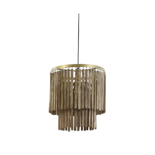 Rjava viseča svetilka z lesenim senčilom Gularo – Light & Living