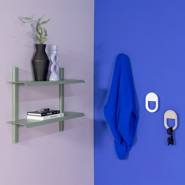 Prašno zelena večnivojska kovinska polica 60 cm Hola – Spinder Design-image-4