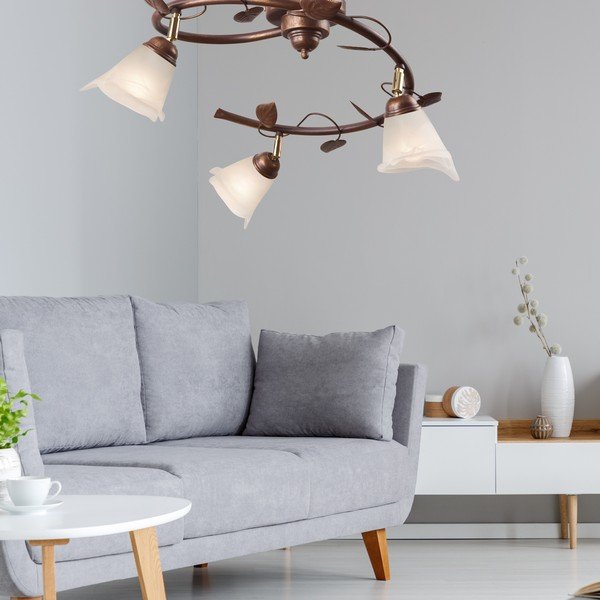 Temno rjava stropna svetilka s steklenim senčnikom ø 13 cm Bluszcz – LAMKUR-image-3