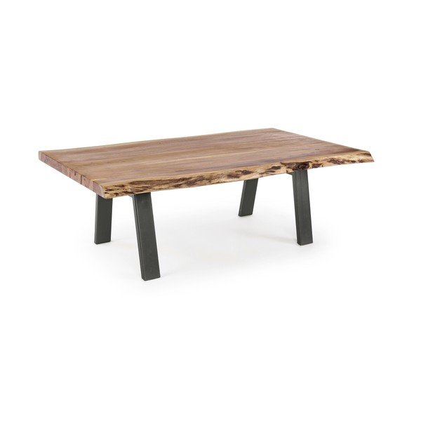 Črna/v naravni barvi klubska mizica z mizno ploščo iz akacije 65x115 cm Aron – Bizzotto-image-2