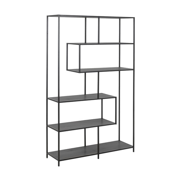 Črna knjižna omara v jesenovem dekorju 114x185 cm Seaford - Actona-image-2