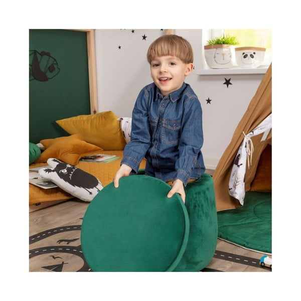 Črn žameten otroški tabure Posh Velvet – Yellow Tipi-image-2