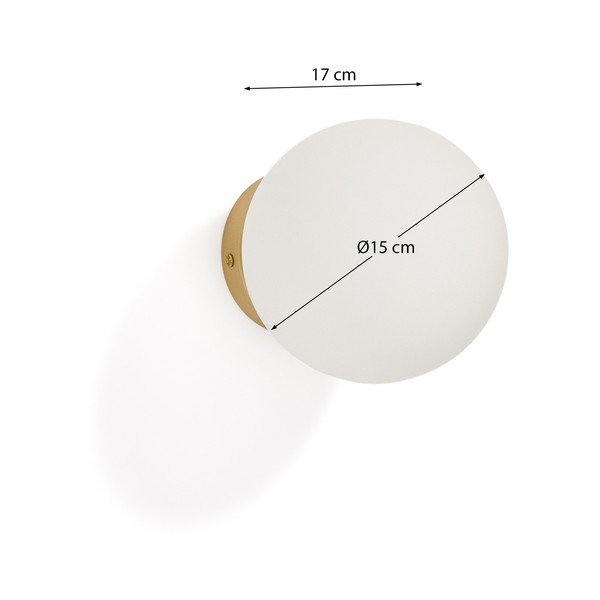 Bela/v zlati barvi stenska svetilka ø 15 cm Brisia – Kave Home-image-4