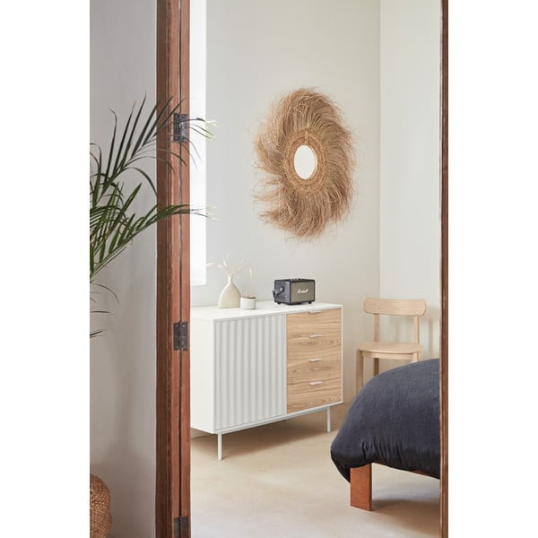 Bela nizka komoda v hrastovem dekorju 108x80 cm Sierra – Teulat-image-1