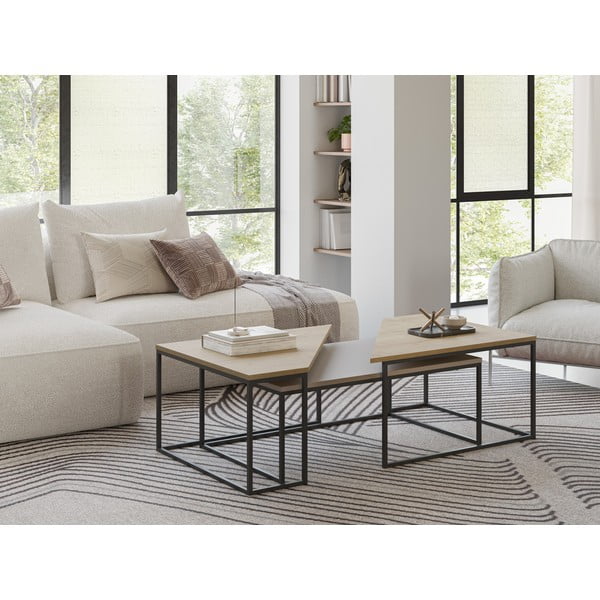 Mizice v kompletu 3 ks z mizno ploščo v hrastovem dekorju 70x110 cm Titan – Marckeric-image-1