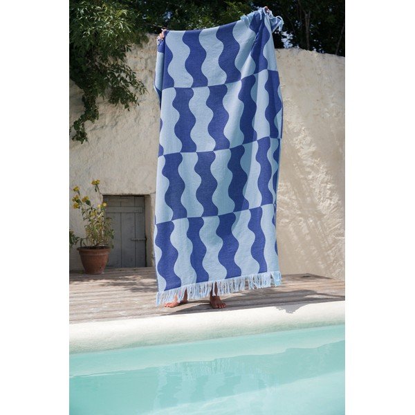 Modra bombažna brisača za na plažo 100x160 cm Nugo – noo.ma-image-1