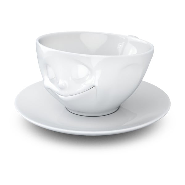 Bela porcelanasta skodelica za kavo z motivom nasmeška 58products, 200 ml-image-2
