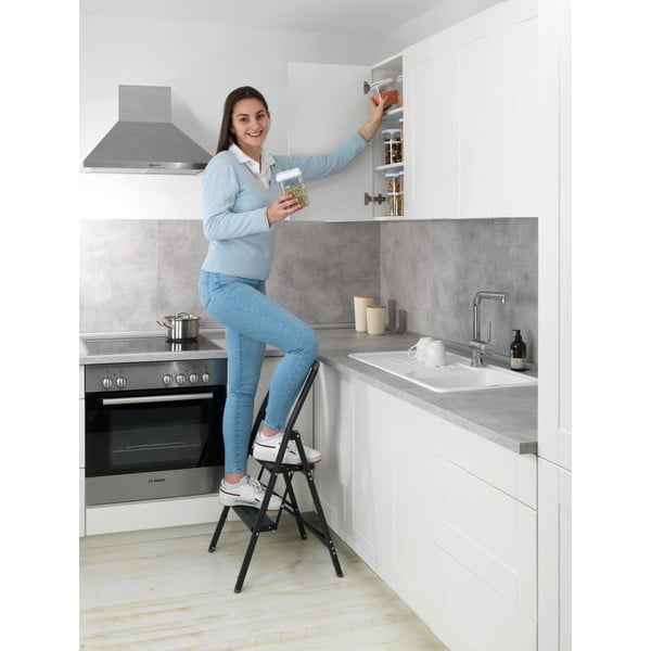 Kompaktna črna lestev Wenko, višina 91,5 cm-image-1