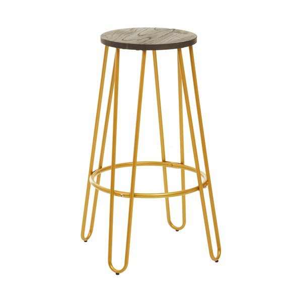 Barsko stol iz masivnega bresta v zlati barvi/v naravni barvi (višina sedeža 75 cm) District – Premier Housewares