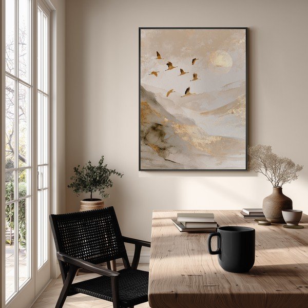 Tiskana slika z okvirjem 60x80 cm Golden Peaks II – Styler-image-1