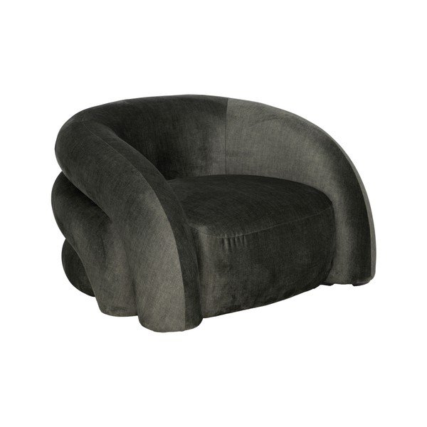 Temno zelen žameten fotelj Archie – Ixia