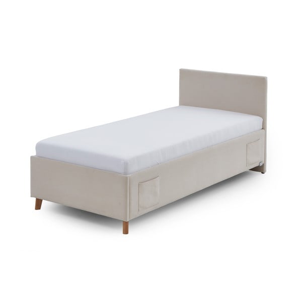 Bež oblazinjena otroška postelja s prostorom za shranjevanje z letvenim dnom 90x200 cm Cool – Meise Möbel