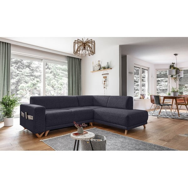 Antracitno siva raztegljiva/s prostorom za shranjevanje kotna sedežna garnitura (desni kot/v obliki črke L) Classy Sophie – Miuform-image-3