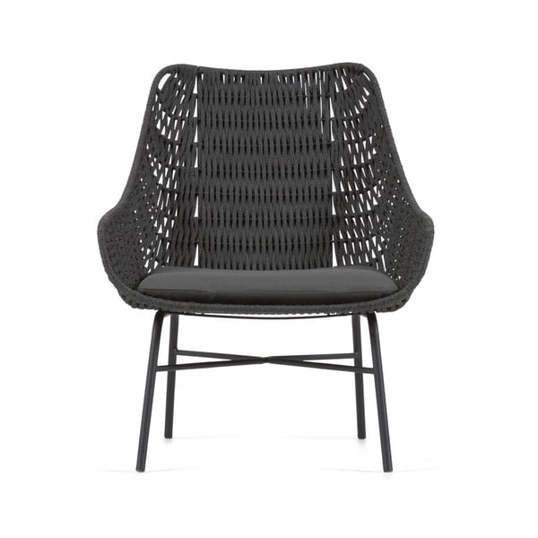 Črn ročno pleten vrtni fotelj Kave Home Abeli-image-2