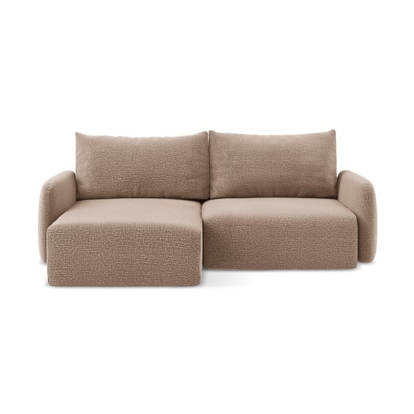 Svetlo rjava raztegljiva/s prostorom za shranjevanje kotna sedežna garnitura (levi kot) Kalena – Makamii