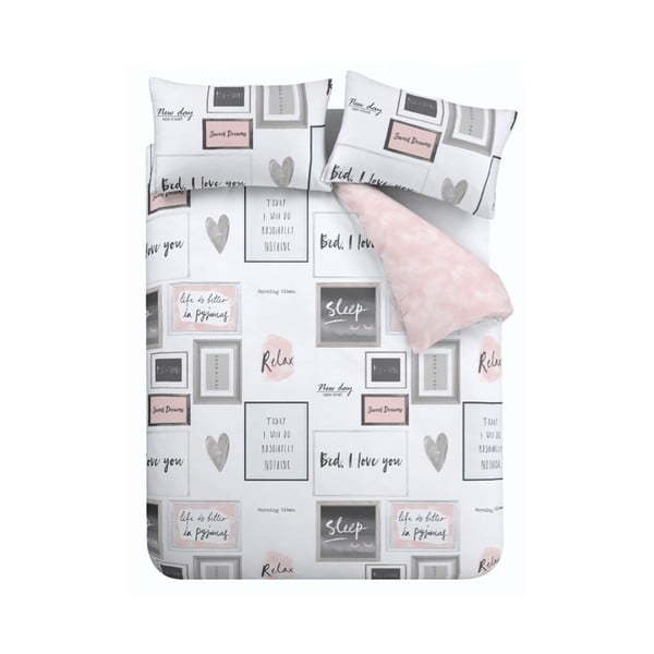 Bela/rožnata podaljšana posteljnina za zakonsko posteljo 230x220 cm Sleep Dreams – Catherine Lansfield