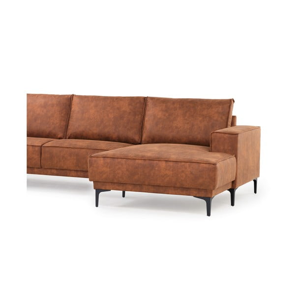 Kotna sedežna garnitura iz imitacije usnja v konjak rjavi barvi (desni kot) Copenhagen – Scandic-image-4