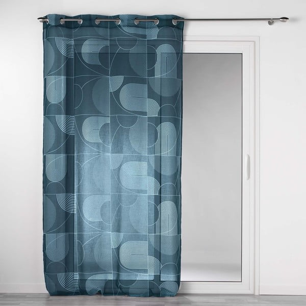 Temno modra prosojna zavesa iz tančice 140x280 cm Esquisse – douceur d'intérieur