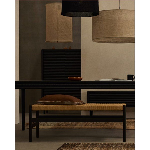 Črna/naravna klop Zaide – Kave Home-image-1