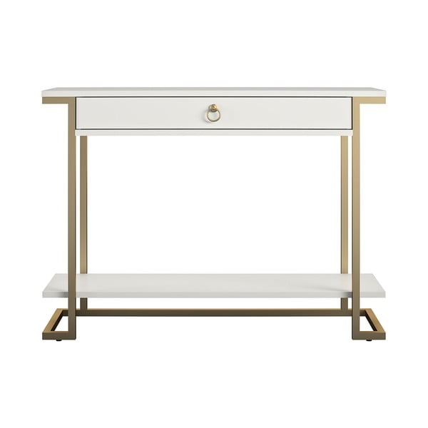 Konzolna mizica v beli in zlati barvi CosmoLiving by Cosmopolitan Camila, 106 x 76 cm