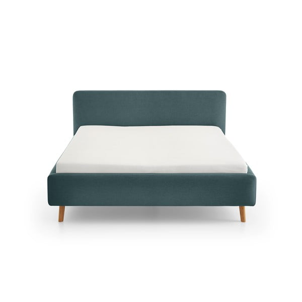 Modra oblazinjena postelja brez letvenega dna 120x200 cm Mattis – Meise Möbel-image-4