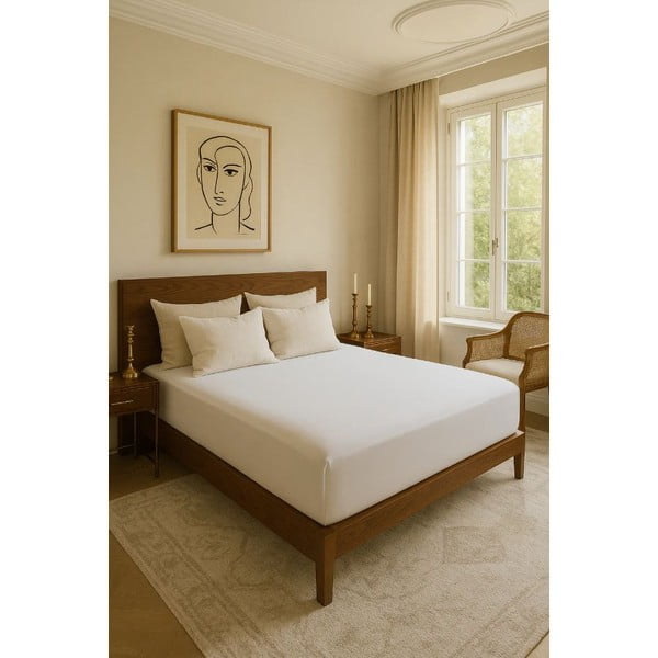 Bela napenjalna rjuha iz renforce bombaža 200x140 cm Ranforce – Mila Home Luxury-image-1