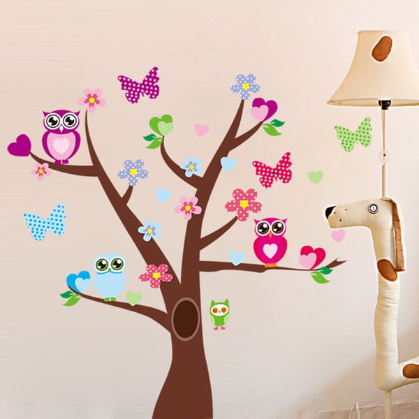 Stenska nalepka Drevo in metulji na drevesu