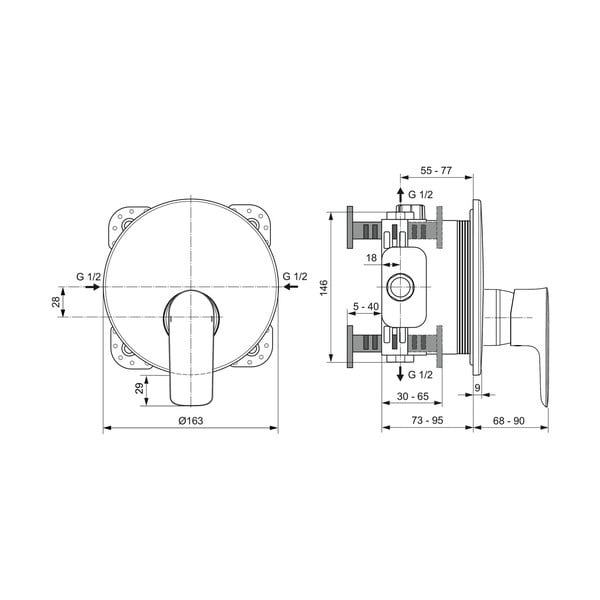Antracitno siva vgrajena armatura za tuš Connect Air – Ideal Standard-image-2
