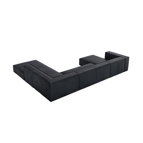 Temno modra usnjena kotna sedežna garnitura (desni kot) Madame – Windsor & Co Sofas-image-3