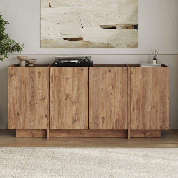 Komoda v borovem dekorju z luknjo za kable v naravni barvi 180x80x45 cm Dorma – Kalune Design-image-1