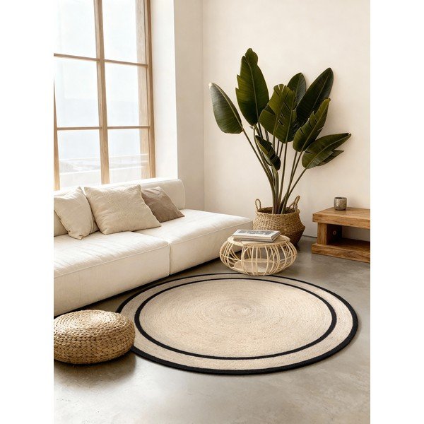 Ročno tkana okrogla preproga iz jute v svetli naravni barvi ø 150 cm Lina – Hanse Home-image-1