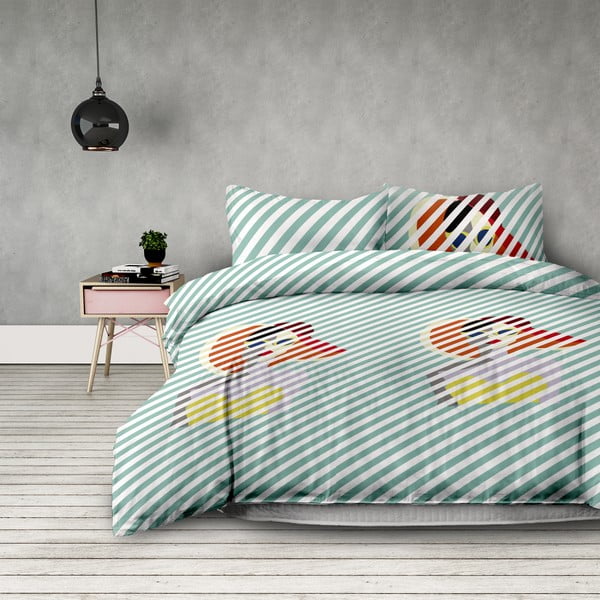 Črtasta posteljna rjuha iz mikrovlaken AmeliaHome Retro Girl, 135 x 200 cm + 50 x 75 cm