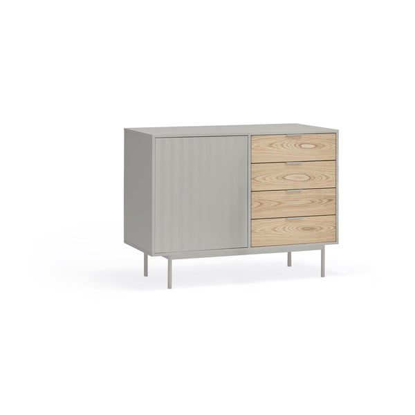 Siva nizka komoda v hrastovem dekorju 108x80 cm Sierra – Teulat-image-3