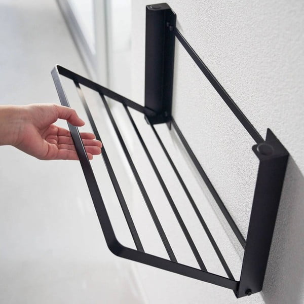 Mat črna jeklena stenska kopalniška polica Tower – YAMAZAKI-image-1