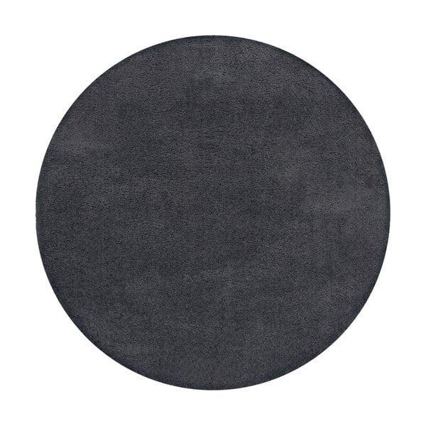 Temno siva pralna okrogla preproga iz recikliranih vlaken 180x180 cm Fluffy – Flair Rugs