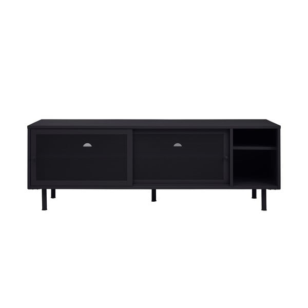 Črna kovinska TV omarica 160x55x45 cm Veep – Unique Furniture