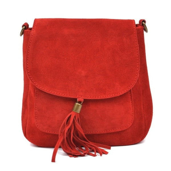 Rdeča usnjena torbica Anna Luchini Kaello