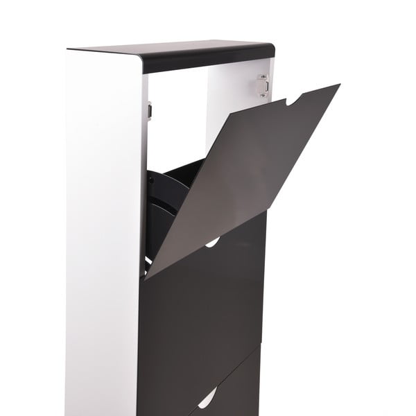 Črna kovinska preklopna omarica za čevlje 51x138x16 cm – Household Pleasure-image-2