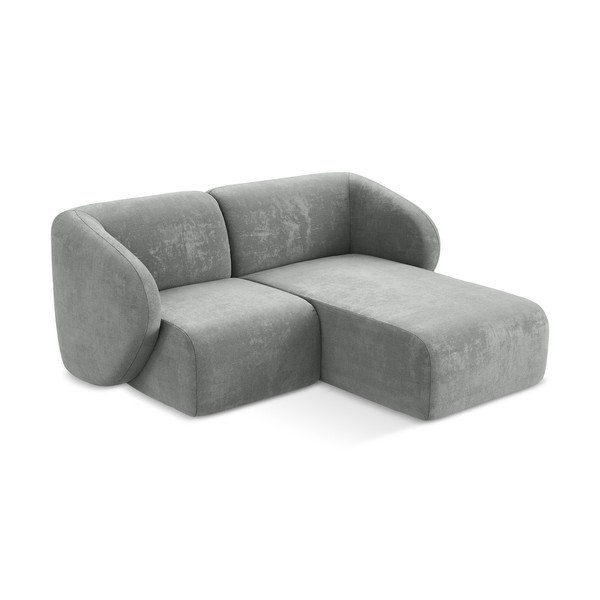 Siva kotna sedežna garnitura iz šenilje (desni kot/z ležalnikom) Lani – Makamii-image-2