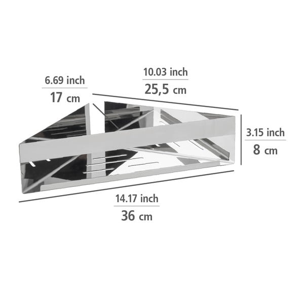 Kotna kopalniška polica iz nerjavečega jekla v sijajno srebrni barvi z namestitvijo brez vrtanja Genova – Wenko-image-3