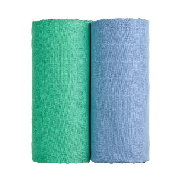 Komplet 2 bombažnih brisač v zeleni in modri barvi T-TOMI Tetra, 90 x 100 cm