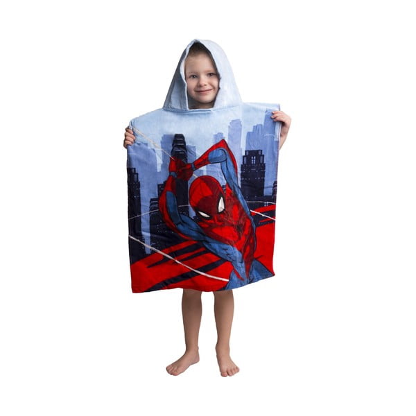 Rdeč/moder otroški pončo iz frotirja Spider-Man – Jerry Fabrics-image-1