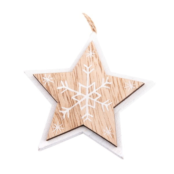 Komplet 5 lesenih visečih okraskov v obliki zvezde Dakls, dolžine 7,5 cm